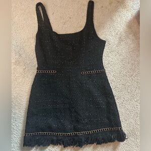 Textured, fringe, chain detail MOD Mini Dress